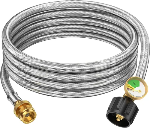 Miniatura 7 de Manguera adaptadora de propano de 4 pies, convertidor de 1 lb a 20 lb con medidor para tanque QCC1 conecta un aparato portátil de 1 lb a tanque