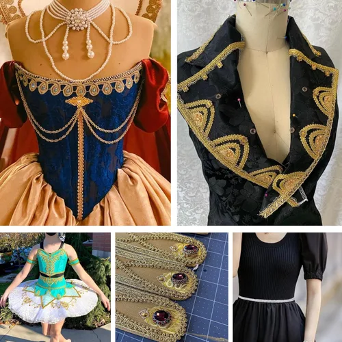 Miniatura 5 de Cinta de Encaje Trenzado Metálico Dorado Tipo Ciempiés para Manualidades DIY de Boda Nupcial, Costura, Disfraces, Navidad, Halloween