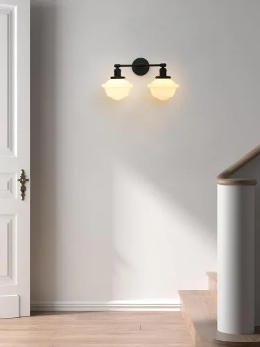 Miniatura 4 de Pathson 2-Lights Milk White Glass Wall Sconce Lights, Modern Classic Wall Vanity Lighting for Living Room Bathroom Bedroom