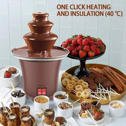 Miniatura 3 de Máquina eléctrica de fuente de chocolate con capacidad para fuente de fondue de chocolate de 10 onzas, máquina de fusión de acero inoxidable