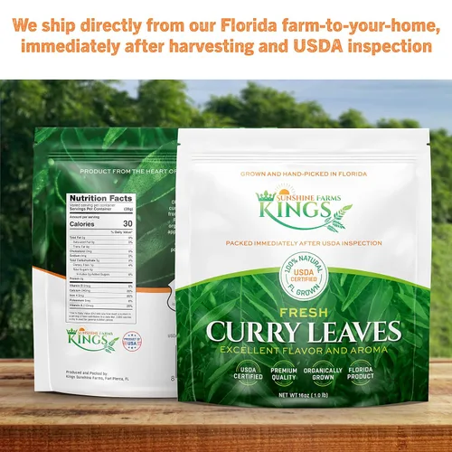 Miniatura 12 de Hojas de curry frescas - 4 oz - Paquete de $3.74 por oz - Inspeccionado por el USDA en el sitio, cultivado en Florida, altamente aromático y sabroso