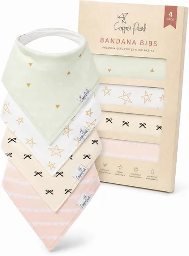 Miniatura 40 de Copper Pearl Baberos tipo bandana para bebé, paquete de 4 baberos de algodón suave para babear y dentición, absorbentes, ajuste ajustable, muchos