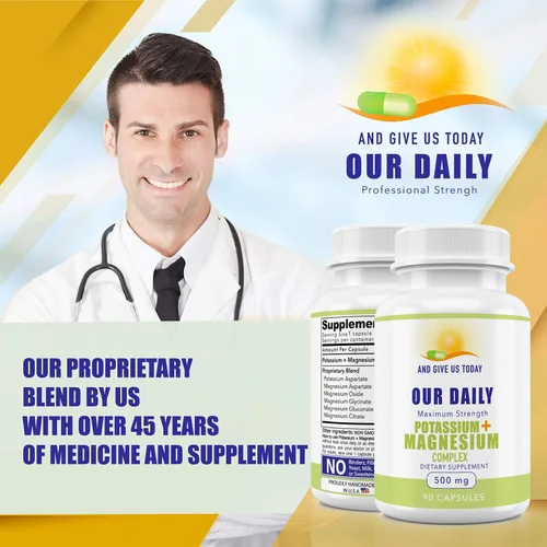 Miniatura 2 de Suplemento de potasio y magnesio de 500 mg de Daily Vites, potente suplemento de magnesio y potasio con 5 formas de magnesio para recuperación