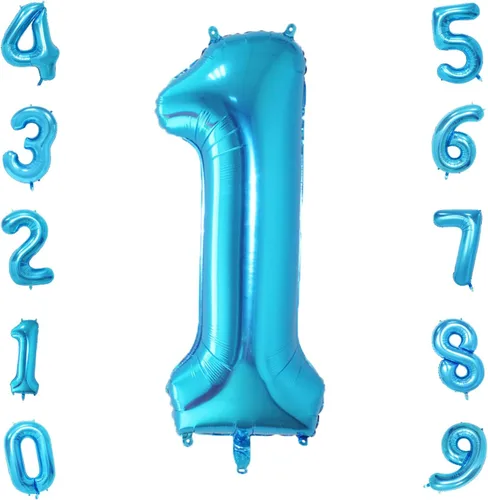 Miniatura 11 de Globos de números azul claro de 40 pulgadas, globos de aluminio de Mylar con helio para cumpleaños, globo número 6 para decoración de fiestas