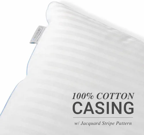 Miniatura 8 de eLuxurySupply - Almohadas de cama de alta calidad, paquete de 2, almohadas de cama para dormir, densidad media y loft, funda 100% algodón y relleno