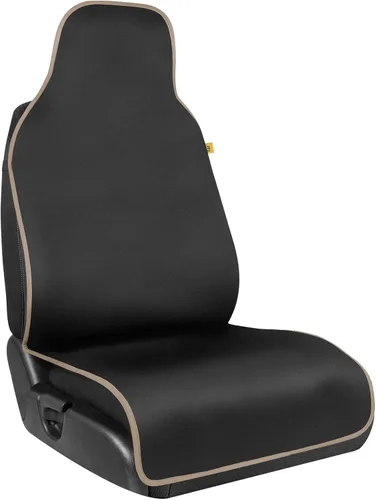 Miniatura 3 de CAT® Funda impermeable para asiento de automóvil para asientos delanteros, 1 pieza con ribete beige, funda de asiento de neopreno duradera