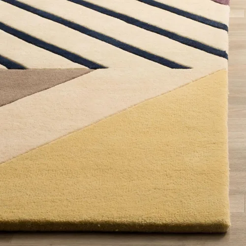 Miniatura 3 de SAFAVIEH Fifth Avenue Collection FTV120A - Alfombra decorativa de lana moderna de mediados de siglo, 2 x 3 pies, color marfil/multi