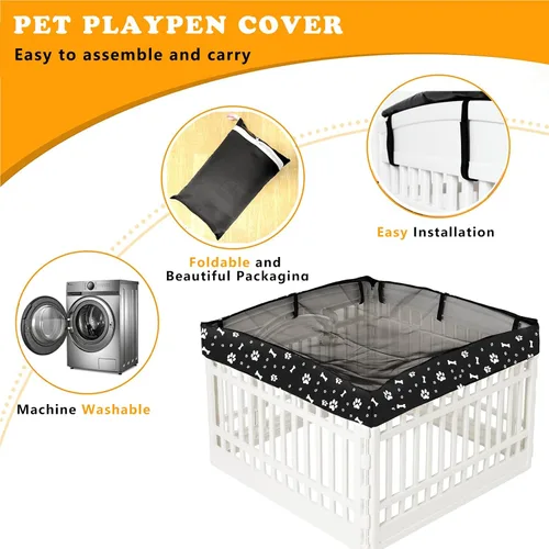 Miniatura 4 de Cubierta superior de malla para corralito para perros de 36 pulgadas con 4 paneles, cubierta de jaula para perros, tienda de campaña para mascotas