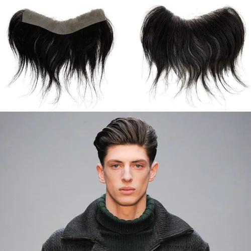 Miniatura 25 de Voloria Tupé de cabello humano 100 % de piel sintética para hombre, peluca frontal para retroceso, sistemas de reemplazo de línea capilar natural