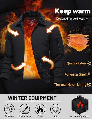 Miniatura 5 de TACVASEN Chaqueta bomber para hombre, chaqueta acolchada de invierno, repelente al agua, resistente al viento, chaqueta acolchada gruesa y cálida