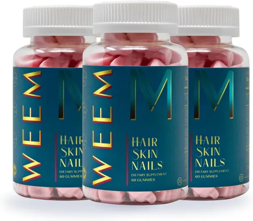 WEEM Gomitas para el cabello, la piel y las uñas, apoya el cabello saludable, vitaminas de biotina vegana para mujeres y hombres que apoyan el