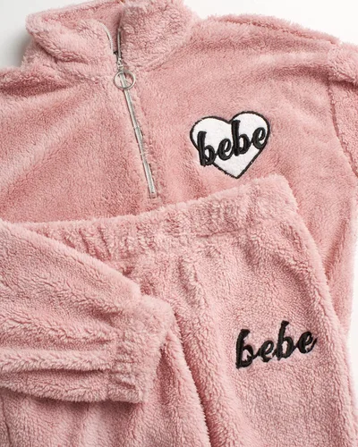 Miniatura 3 de bebe Girls' Jogger Tracksuit Set 2 Piece Sherpa Fleece Quarter-Zip Pullover Sweatshirt and Sweatpants (Sizes 7-16)