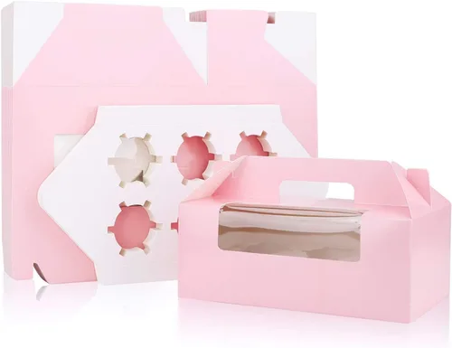 Miniatura 13 de EUSOAR Cajas individuales para cupcakes, 25 recipientes individuales de 3.6 x 3.6 x 4.3 pulgadas, cajas de regalo para magdalenas con asa para Rosa