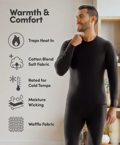 Miniatura 6 de Fruit of the Loom Conjunto de dormir térmico para hombre (parte superior e inferior)