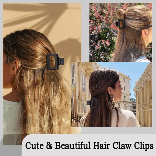 Miniatura 6 de Pinzas de garra para cabello para mujeres y niñas, pinzas cuadradas mate de 2" para cabello fino o grueso, pinzas antideslizantes para el cabello