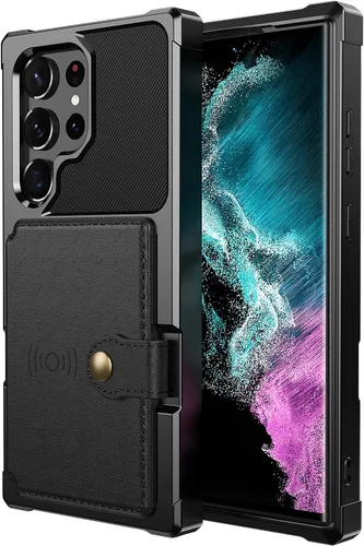 Miniatura 6 de Wefor Funda para Samsung Galaxy S23 Ultra - Funda tipo cartera con bolsillos para tarjetas de piel sintética para Samsung Galaxy S23 Ultra 2023 Negro