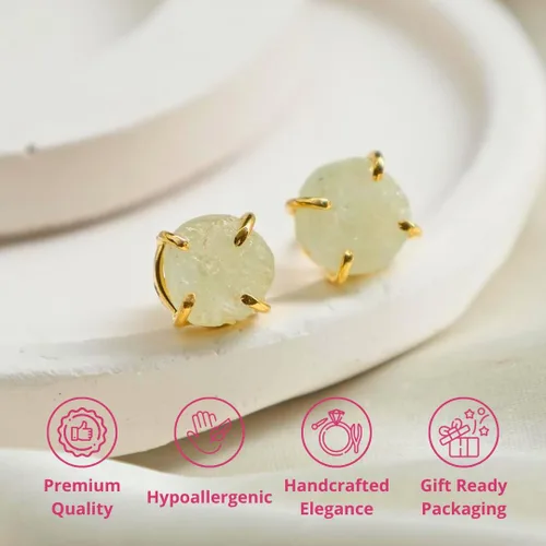 Miniatura 114 de Gempires Natural Raw Prong Setting Stud Earrings, 8-10 mm Crystals Earring, Handmade Jewelry, Gift for Her