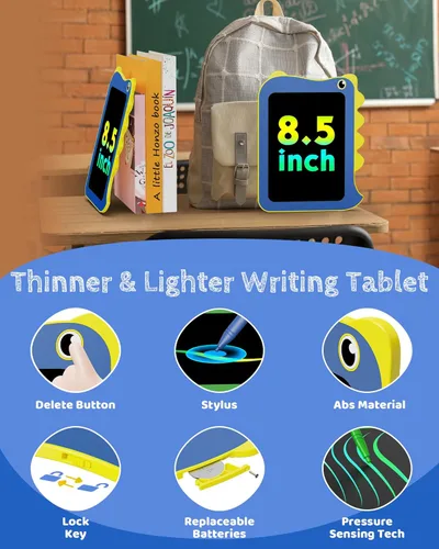 Miniatura 2 de TEKFUN Tableta de escritura LCD para niños, tablero de garabatos, juguetes de dinosaurio, juguetes esenciales de viaje para niños y niñas de 3, 4