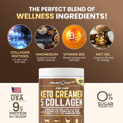 Miniatura 5 de Crema de Café Keto con Polvo de Péptidos de Colágeno Hidrolizado 12.2 oz - Polvo de Proteína sin Sabor, Crema de Café Libre de Azúcar con Aceite MCT
