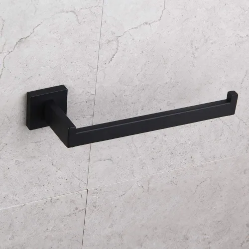Miniatura 9 de GERZWY Juego de accesorios de baño negro mate SUS304 acero inoxidable ducha de baño conjunto 2 piezas (soporte de papel higiénico toalla anillo)