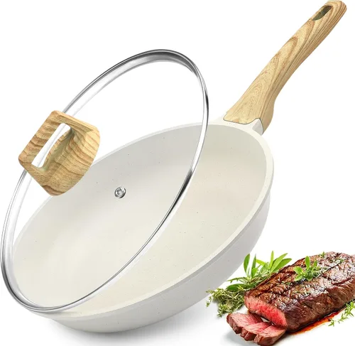 Miniatura 10 de GiPP Sartén antiadherente de cerámica - sartén de 10 pulgadas saludable, antiadherente, no tóxica, compatible con inducción, sartén de tortilla, Gris