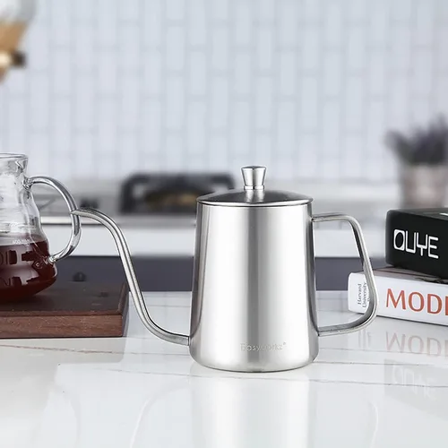 Miniatura 6 de Easyworkz Gage - Hervidor de café de cuello de cisne para verter sobre 20 onzas con termómetro de acero inoxidable con boquilla larga y estrecha