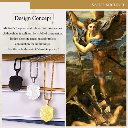 Miniatura 2 de FaithHeart - Collar de San Miguel, dije personalizado de protección del arcángel, para hombres y mujeres, acero inoxidablechapado en oro Medalla
