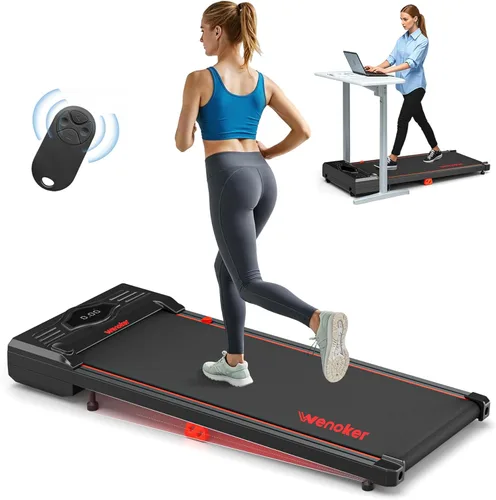 WENOKER Caminadora portátil para oficina en casa, máquina de correr compacta y silenciosa, con control remoto y pantalla LED, sin instalación Azul