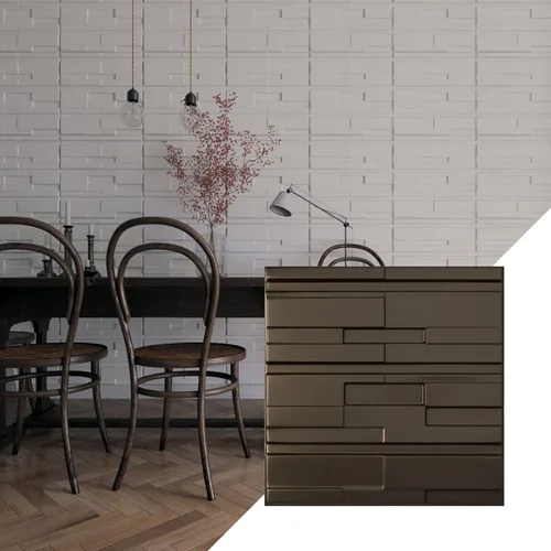 Miniatura 10 de Ekena Millwork 19 5/8 pulgadas de ancho x 19 5/8 pulgadas de alto, ladrillo desplazado EnduraWall decorativo 3D, cobre envejecido