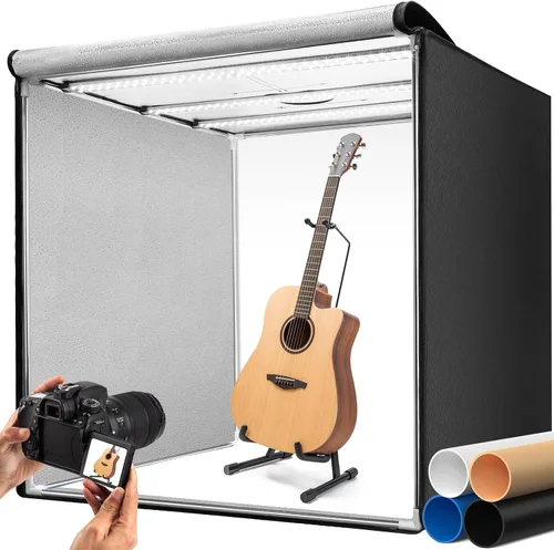 Miniatura 10 de DUCLUS Caja de Luz para Fotografía, Caja de Estudio Fotográfico Portátil de 16x16 Pulgadas con 160 Luces LED Ajustables, 6 Fondos de PVC y 2