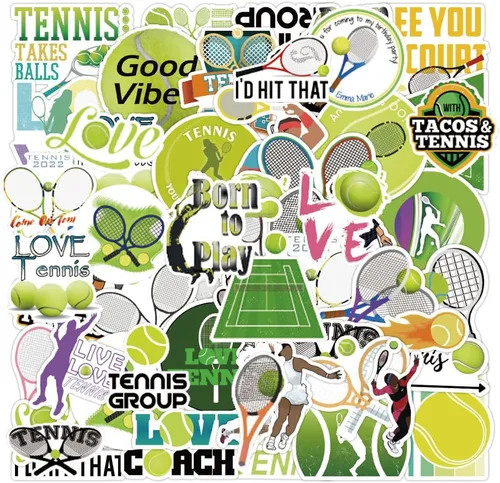 Calcomanías de tenis | 50 calcomanías de vinilo impermeables para botellas de agua, laptop, equipaje, computadora, teléfono celular, patineta,