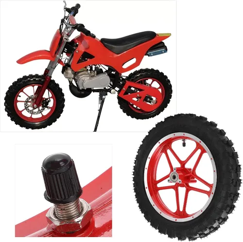 Miniatura 4 de Rueda trasera, neumático de goma Qiilu de 2.5 a 10 pulgadas, metal antideslizante + goma de repuesto para mini moto todoterreno de 47 cc, 49 cc, 2