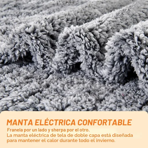 Miniatura 5 de Manta eléctrica con calefacción, manta térmica de 50 x 60 pulgadas, manta eléctrica con 8 horas de apagado automático, 10 niveles de calefacción Gris