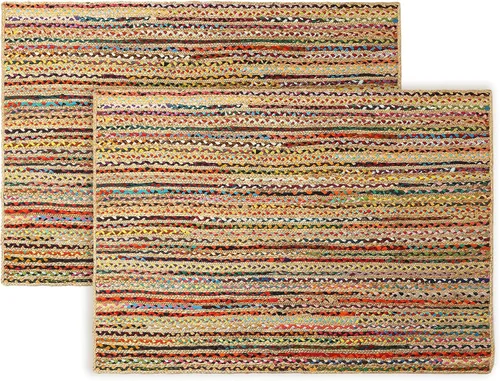 Miniatura 15 de RedEarth · Alfombra rectangular - 2'x3' de yute natural trenzada con respaldo antideslizante - Alfombra boho tejida a mano para dormitorio, cocina