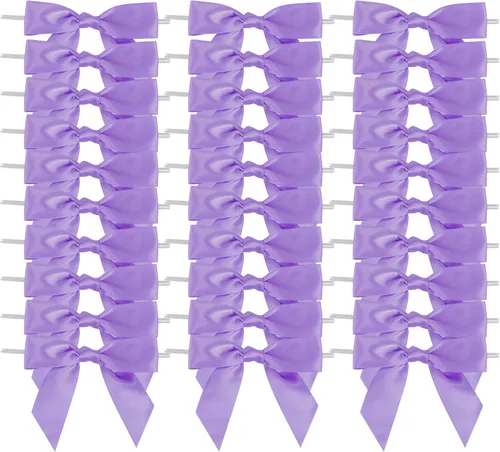 Miniatura 29 de AIMUDI Lazos con Alambre de Amarre para Bolsas de Golosinas de 3.5 pulgadas, Lazos de Satén Azul Turquesa para Manualidades, Lazos Prefabricados