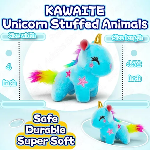 Miniatura 2 de Kawaite Animales de peluche de unicornio azul para niños y adultos, mini llavero de peluche, peluche de unicornios, animal de peluche suave