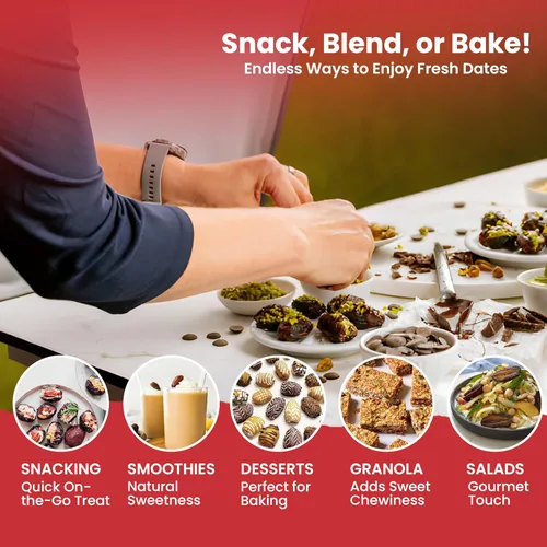 Miniatura 7 de 5 libras de dátiles sin hueso (80 onzas) sin azúcar añadido, sin OMG, certificado Kosher, aperitivo saludable para niños y adultos