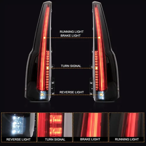 Miniatura 2 de VLAND Conjunto de luces traseras para Chevy Tahoe Suburban 2015-2020, lámpara trasera con DRL y luces antiniebla y señal de giro, enchufar y usar