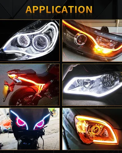 Miniatura 3 de Qasim 30 cm/12 pulgadas tira LED secuencial de conmutación para vehículos, tiras LED flexibles de 12 V para coche, luz diurna DRL, luces de señal
