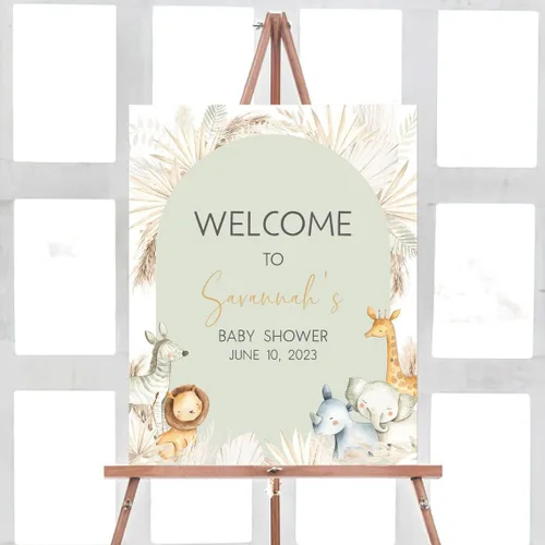 Miniatura 18 de Letreros de bienvenida personalizados para bebés, decoración de letrero de vegetación editable, plástico