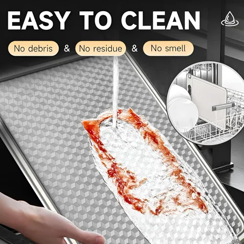 Miniatura 4 de Tabla de cortar de acero inoxidable de doble cara, tabla de cortar de grado alimenticio 304 con malla resistente a los arañazos, ranura para jugos