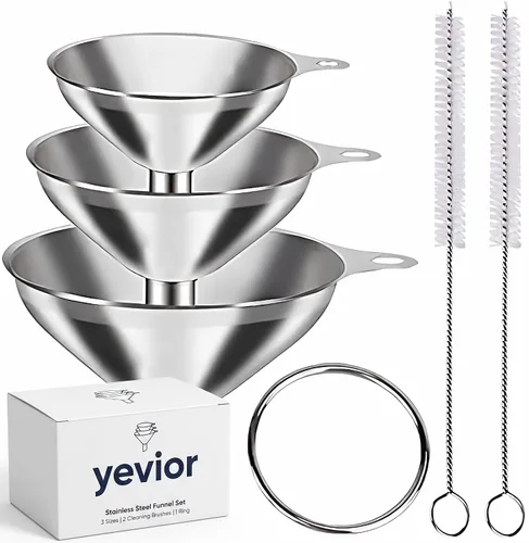 Embudos pequeños de metal 3 en 1 para llenar botellas, juego de embudo de cocina pequeño de acero inoxidable para transferir aceites esenciales,