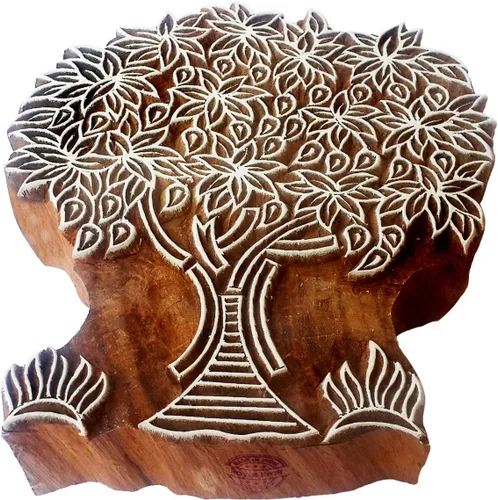 Miniatura 28 de Sello de madera de arcilla Patrón de árbol grande Bloque de impresión grande