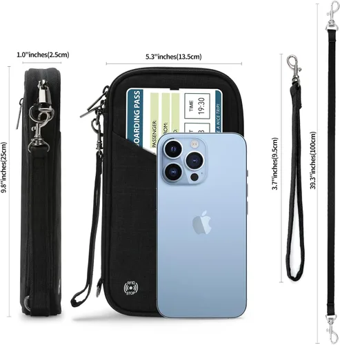 Miniatura 3 de Cartera para pasaporte, soporte para pasaporte RFID con ranura para tarjeta de vacunación, para familias y mujeres y hombres, organizador