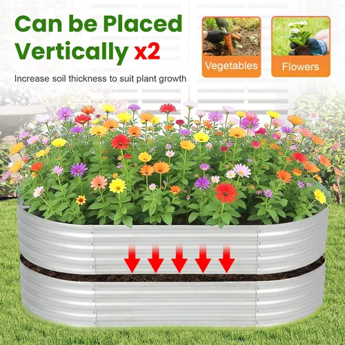 Miniatura 3 de PayLessHere Cama de jardín galvanizada de 6 x 3 x 1 pies, cama de jardín elevada para exteriores, verduras, flores, cama de jardín, caja de jardín