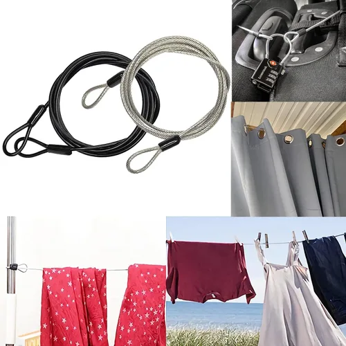 Miniatura 7 de WANLIAN Cerradura de cable de acero inoxidable, cerradura de seguridad de viaje al aire libre de 6.5 pies, cerradura de equipaje de cuerda