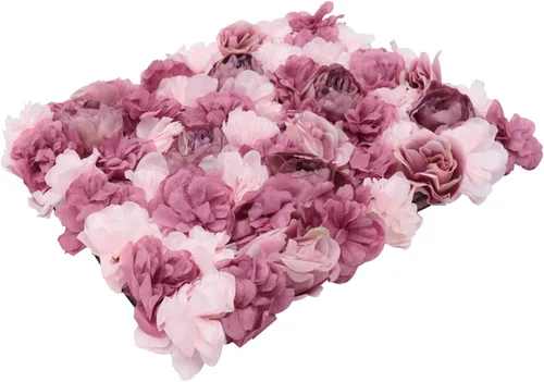 Miniatura 8 de OUKANING Paquete de 6 paneles de pared de rosas artificiales de seda para fiestas, bodas, flores, telón de fondo de pared para escenario del hogar