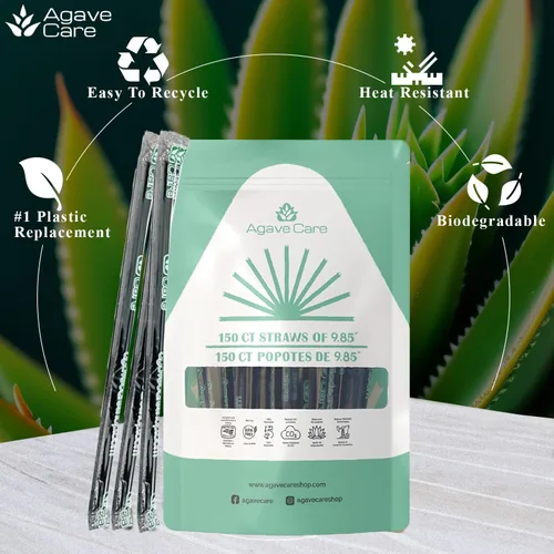 Miniatura 4 de Paquete de 2000 pajitas envueltas biodegradables de 9.85 pulgadas fabricadas con fibras de agave, una opción natural respetuosa con el medio