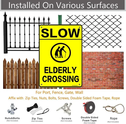 Miniatura 3 de Warn Elderly Crossing - Letrero de metal para uso en interiores y exteriores, 8 x 12 pulgadas