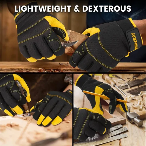 Miniatura 7 de Guantes de trabajo para hombre, guantes mecánicos multifuncionales de servicio ligero, para exteriores, ajuste de rendimiento, pantalla táctil